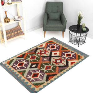 2.5x4ft Handwoven Wool Kilim Afghan Rug, Home Decor Rug,SKU: 2965-120x84cm