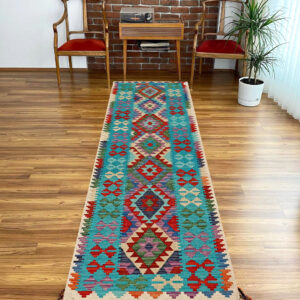 2.7x10ft Handwoven Wool Kilim Afghan Runner, Vegetable Dye Kilim Rug, SKU: 3525-284x80cm