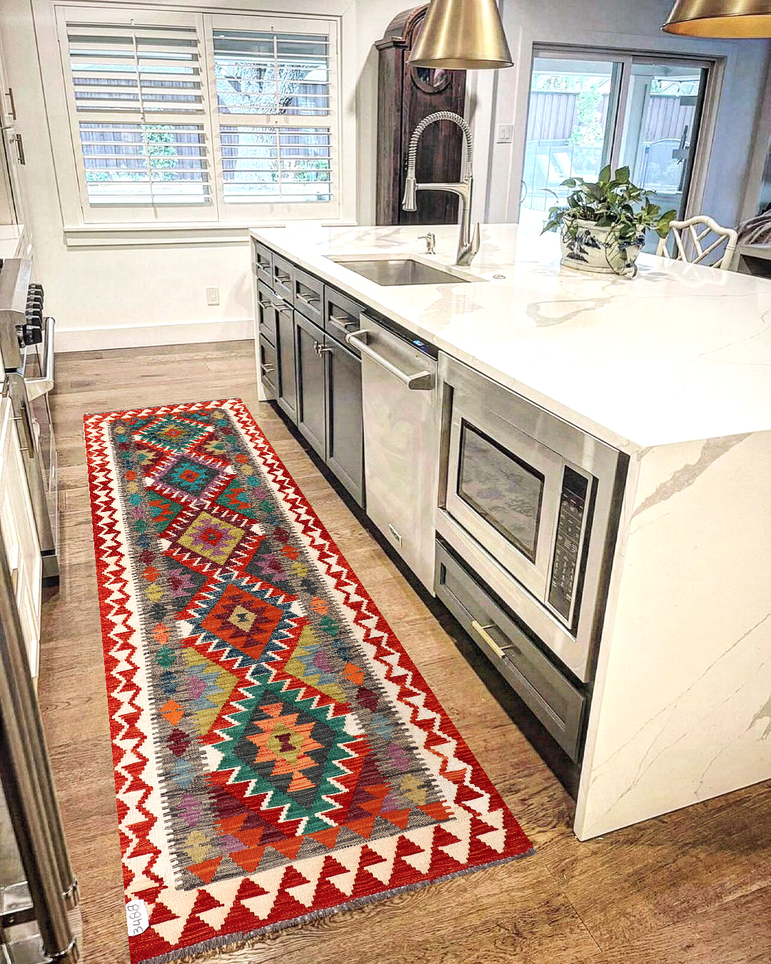 2.7x8ft Handwoven Wool Kilim Afghan Runner, Vegetable Dye Kilim Rug, SKU: 3488-248x83cm