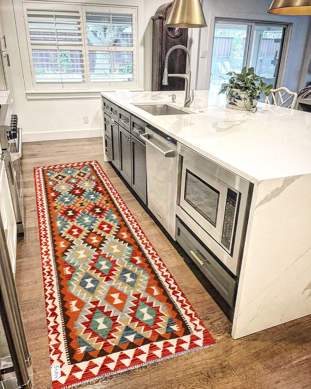 2.7x8.5ft Handwoven Wool Kilim Afghan Runner, Vegetable Dye Kilim Rug, SKU:3495-256x83cm