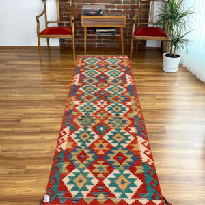 2.7x10ft Handwoven Wool Kilim Afghan Runner, Vegetable Dye Kilim Rug, SKU: 3547-283x78cm