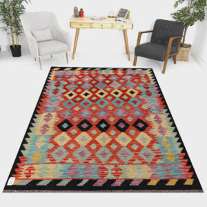 5.2 x 6.7ft Handwoven Wool Kilim Afghan Rug, Home Decor Rug, Vegetable Dye Kilims, SKU: 3614-199x155