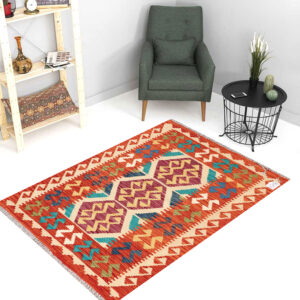 2.5x4ft Handwoven Wool Kilim Afghan Rug, Vegetable Dye Kilim Rug, SKU:3750-126x80cm