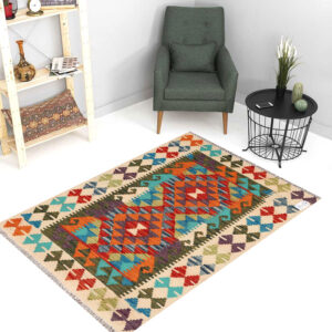 2.5x4ft Handwoven Wool Kilim Afghan Rug, Vegetable Dye Kilim Rug, SKU:3791-116x83cm