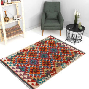 2.5x4ft Handwoven Wool Kilim Afghan Rug, Vegetable Dye Kilim Rug, SKU: 3878-119x88cm