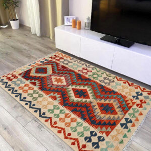 3x5ft Handwoven Wool Kilim Afghan Rug, Vegetable Kilim Rug, 416-151X104cm