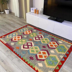 3x5ft Handwoven Wool Kilim Afghan Rug, Vegetable Kilim Rug, SKU: 4417-147x101cm