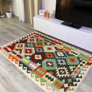 3x5ft Handwoven Wool Kilim Afghan Rug, Vegetable Kilim Rug, SKU: 4421-157x99cm