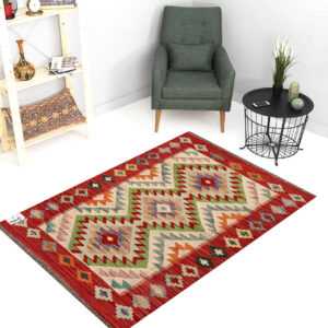 2.5x4ft Handwoven Wool Kilim Afghan Rug, Vegetable Dye Kilim Rug, SKU:4445-120x74cm