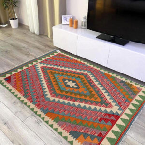 3x5ft Handwoven Wool Kilim Afghan Rug, Vegetable Kilim Rug, SKU:4806-155x99cm