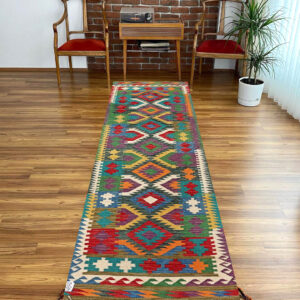2.7x10ft Handwoven Wool Kilim Afghan Runner, Vegetable Dye Kilim Rug, SKU: 4842-298x80cm