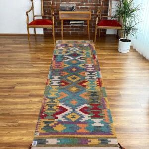 2.7x10ft Handwoven Wool Kilim Afghan Runner, Vegetable Dye Kilim Rug, SKU: 4861-296x77cm