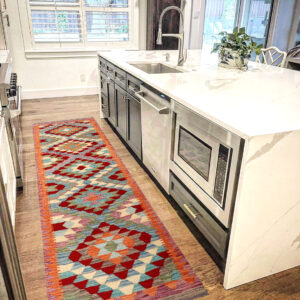 2.7x8 ft Handwoven Wool Kilim Afghan Runner, Vegetable Dye Kilim Rug, SKU: 5178-238x82cm