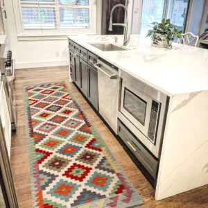 2.7x8 ft Handwoven Wool Kilim Afghan Runner, Vegetable Dye Kilim Rug, SKU: 5179-247x81cm