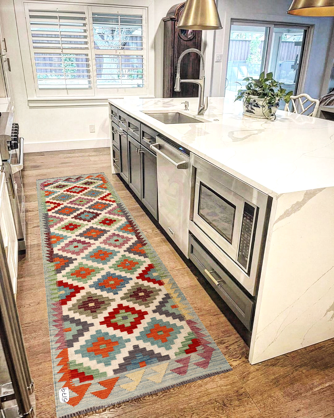 2.7x8 ft Handwoven Wool Kilim Afghan Runner, Vegetable Dye Kilim Rug, SKU: 5179-247x81cm