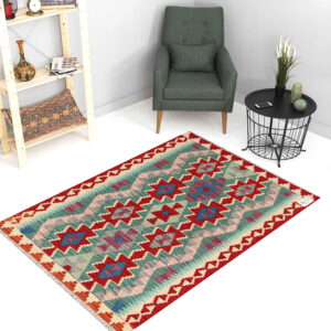 2.5x4ft Handwoven Wool Kilim Afghan Rug, Vegetable Dye Kilim Rug, SKU:5218-123x88cm