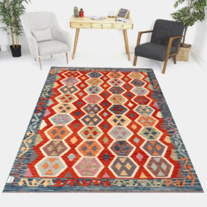 5.3 x 6.8ft Handwoven Wool Kilim Afghan Rug, Home Decor Rug, Vegetable Dye Kilims, SKU: 5240-205x160cm