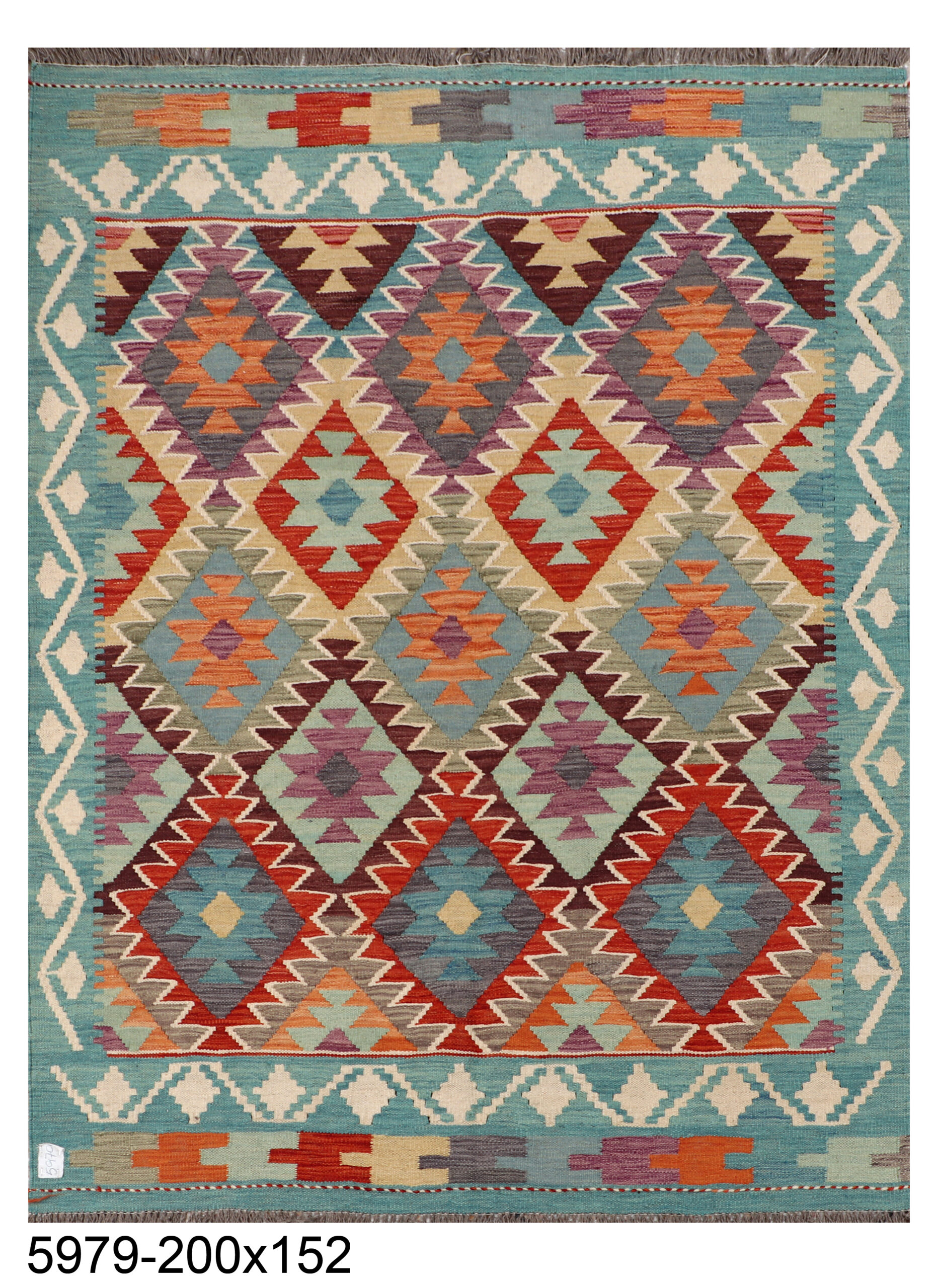 5 x 6.7ft Handwoven Wool Kilim Afghan Rug, Home Decor Rug, Vegetable Dye Kilims, SKU: 5979-200x152cm - Image 2