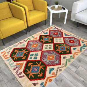 3x5ft Handwoven Wool Kilim Afghan Rug, Vegetable Kilim Rug, SKU: 6164-148x103cm