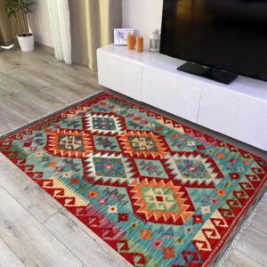3x5ft Handwoven Wool Kilim Afghan Rug, Vegetable Kilim Rug, SKU: 6190-155x103cm