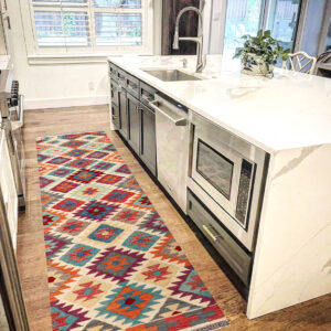 2.6x8 ft Handwoven Wool Kilim Afghan Runner, Vegetable Dye Kilim Rug, SKU: 6403-245x79cm