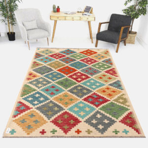 5 x 7 ft Handwoven Wool Kilim Afghan Rug, Home Decor Rug, Vegetable Dye Kilims, SKU: 7160-205x152cm