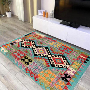 3x5ft Handwoven Wool Kilim Afghan Rug, Vegetable Kilim Rug, SKU: 7221-146x107cm