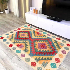 3x5ft Handwoven Wool Kilim Afghan Rug, Vegetable Kilim Rug, SKU: 7227-151x100cm