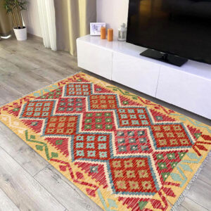 3x5ft Handwoven Wool Kilim Afghan Rug, Vegetable Kilim Rug, SKU: 7251-148x102cm