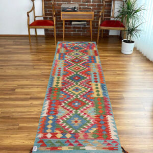 2.7x10ft Handwoven Wool Kilim Afghan Runner, Vegetable Dye Kilim Rug, SKU: 7521-297x83cm