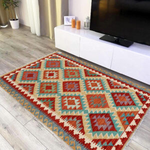 3x5ft Handwoven Wool Kilim Afghan Rug, Vegetable Kilim Rug, SKU: 8259-148x102cm