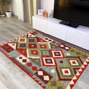 3x5ft Handwoven Wool Kilim Afghan Rug, Vegetable Kilim Rug, SKU:8430-154x104cm