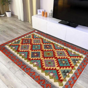 3x5ft Handwoven Wool Kilim Afghan Rug, Vegetable Kilim Rug, SKU:8480-146x93cm