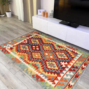 3x5ft Handwoven Wool Kilim Afghan Rug, Vegetable Kilim Rug, SKU:8501-152x101cm