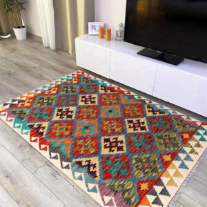 3x5ft Handwoven Wool Kilim Afghan Rug, Vegetable Kilim Rug, SKU:8584-147x101cm