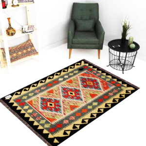 2.5x4ft Handwoven Wool Kilim Afghan Rug, Vegetable Dye Kilim Rug, SKU: 8637-120x80cm