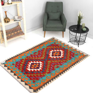 2.5x4ft Handwoven Wool Kilim Afghan Rug, Vegetable Dye Kilim Rug, SKU: 8675-114x82cm