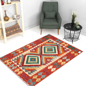2.5x4ft Handwoven Wool Kilim Afghan Rug, Vegetable Dye Kilim Rug, SKU: 8952-126x85