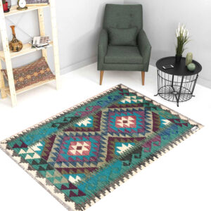 2.5x4ft Handwoven Wool Kilim Afghan Rug, Vegetable Dye Kilim Rug, SKU:8978-114x83cm
