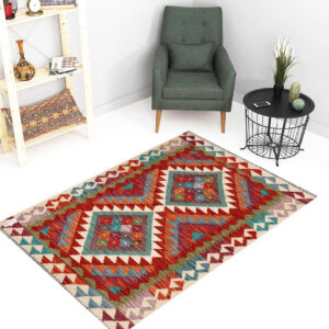 2.5x4ft Handwoven Wool Kilim Afghan Rug, Vegetable Dye Kilim Rug, SKU: 9001-115x85cm
