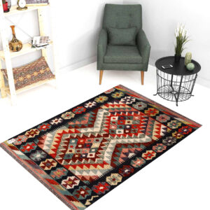 2.5x4ft Handwoven Wool Kilim Afghan Rug, Vegetable Dye Kilim Rug, SKU: 9035-120x80cm