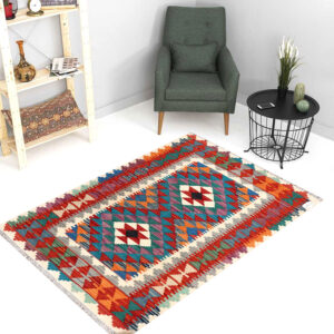 2.5x4ft Handwoven Wool Kilim Afghan Rug, Vegetable Dye Kilim Rug, SKU: 9054-119x82cm