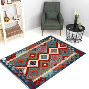 2.5x4ft Handwoven Wool Kilim Afghan Rug, Vegetable Dye Kilim Rug, SKU: 9068-119x84cm