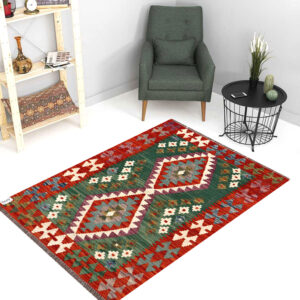 2.5x4ft Handwoven Wool Kilim Afghan Rug, Vegetable Dye Kilim Rug, SKU: 9589-124x86cm