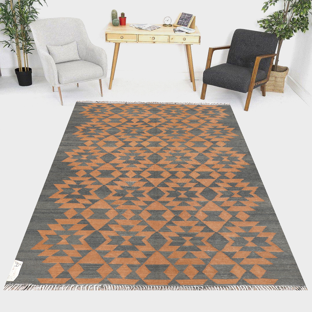 5 x 7 ft Handwoven Wool Kilim Afghan Rug, Home Decor Rug, Vegetable Dye Kilims, SKU: 959-204x153cm