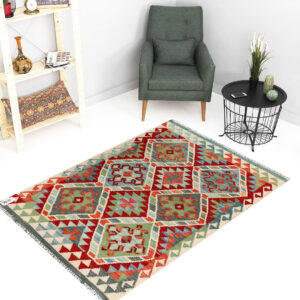 2.5x4ft Handwoven Wool Kilim Afghan Rug, Vegetable Dye Kilim Rug, SKU: 9610-119x80cm