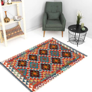 2.5x4ft Handwoven Wool Kilim Afghan Rug, Vegetable Dye Kilim Rug, SKU: 9688-123x85