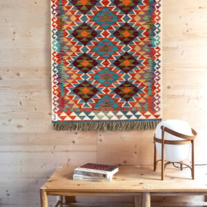 2.5x4ft Handwoven Wool Kilim Afghan Rug, Vegetable Dye Kilim Rug, SKU:9688-123x85cm