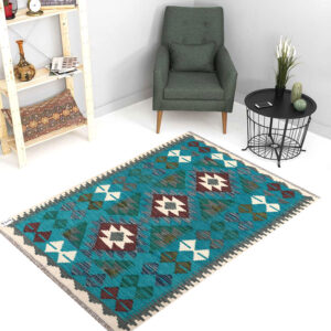 2.5x4ft Handwoven Wool Kilim Afghan Rug, Vegetable Dye Kilim Rug, SKU: 9704-117x87cm