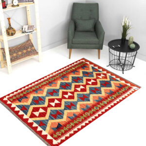 2.5x4ft Handwoven Wool Kilim Afghan Rug, Vegetable Dye Kilim Rug, SKU: 9726-117x82cm
